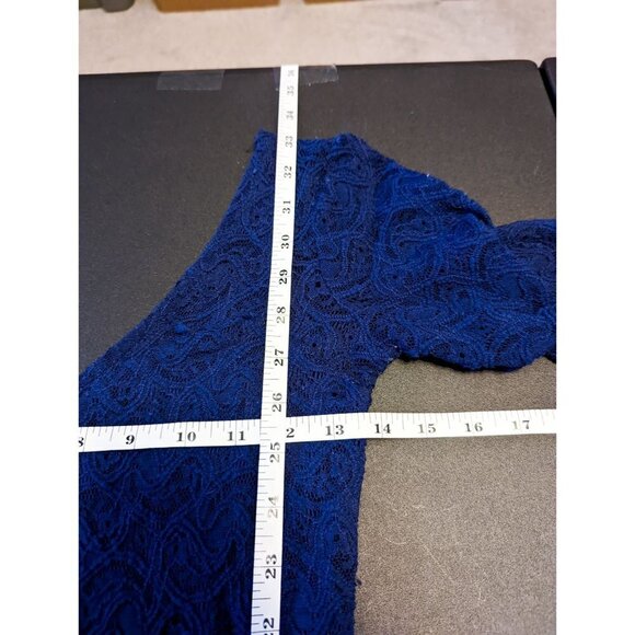 Free People Blue Katya V-Neck 3/4 Sleeve Paisley Stretch Lace Dress XS - Picture 8 of 12